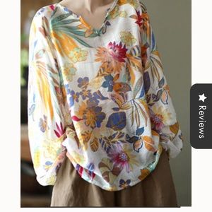 Linen floral top New never worn